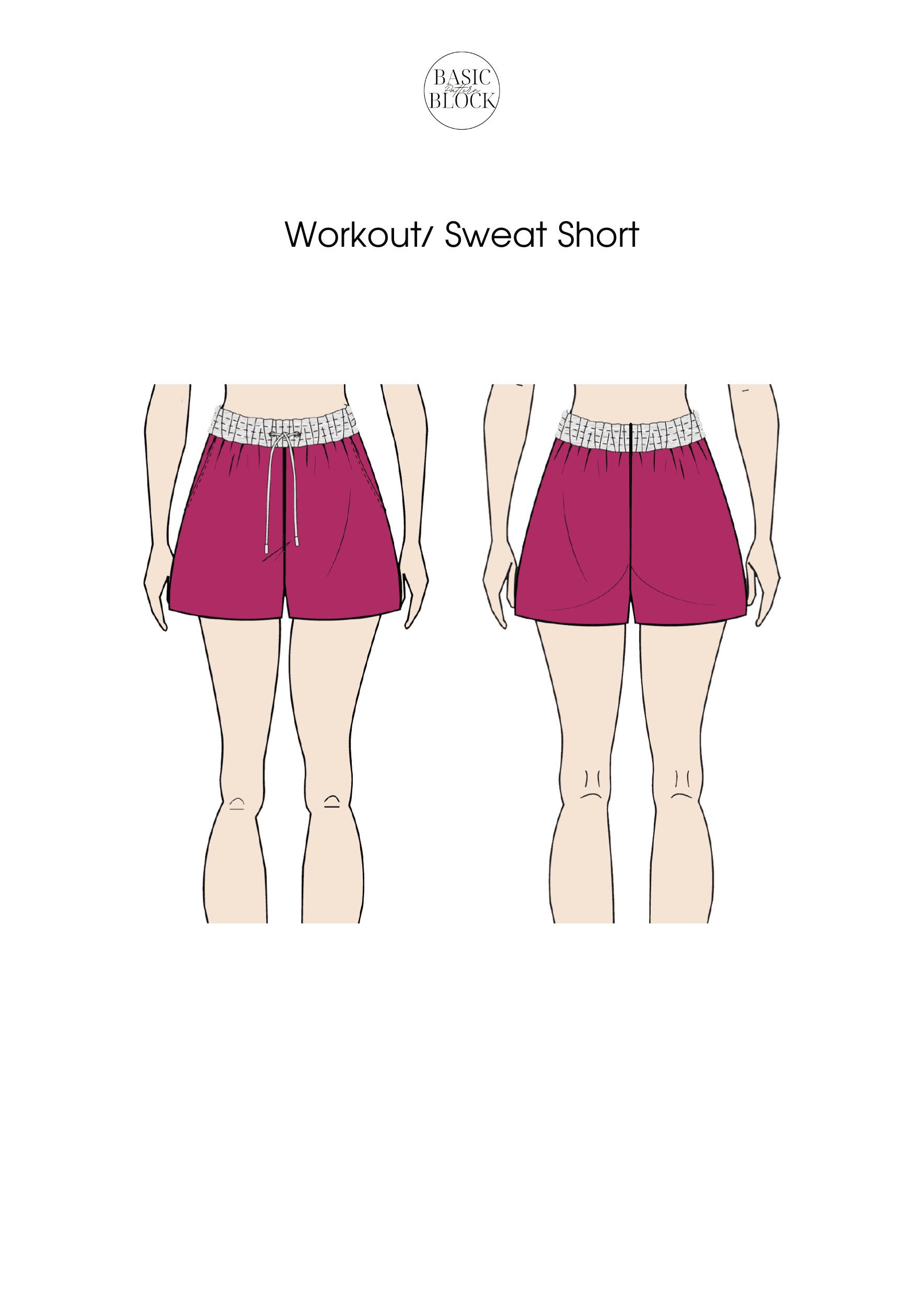 Workout Sweat Shorts | Sewing Pattern Block | Knitted | XXS-3XL - Basic Pattern Block