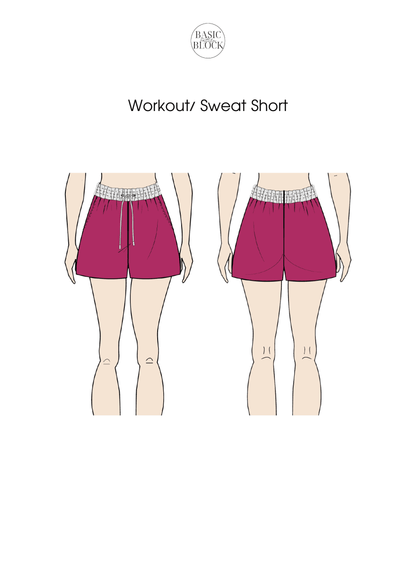 Workout Sweat Shorts | Sewing Pattern Block | Knitted | XXS-3XL - Basic Pattern Block