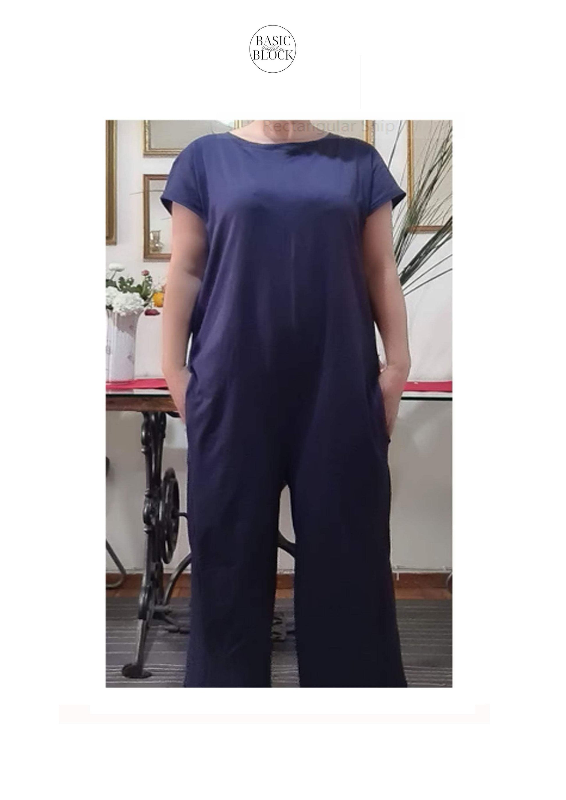 Loose Jumpsuit with Pockets | Sewing Pattern Block | Woven & Knitted | XS-6XL - Basic Pattern Block