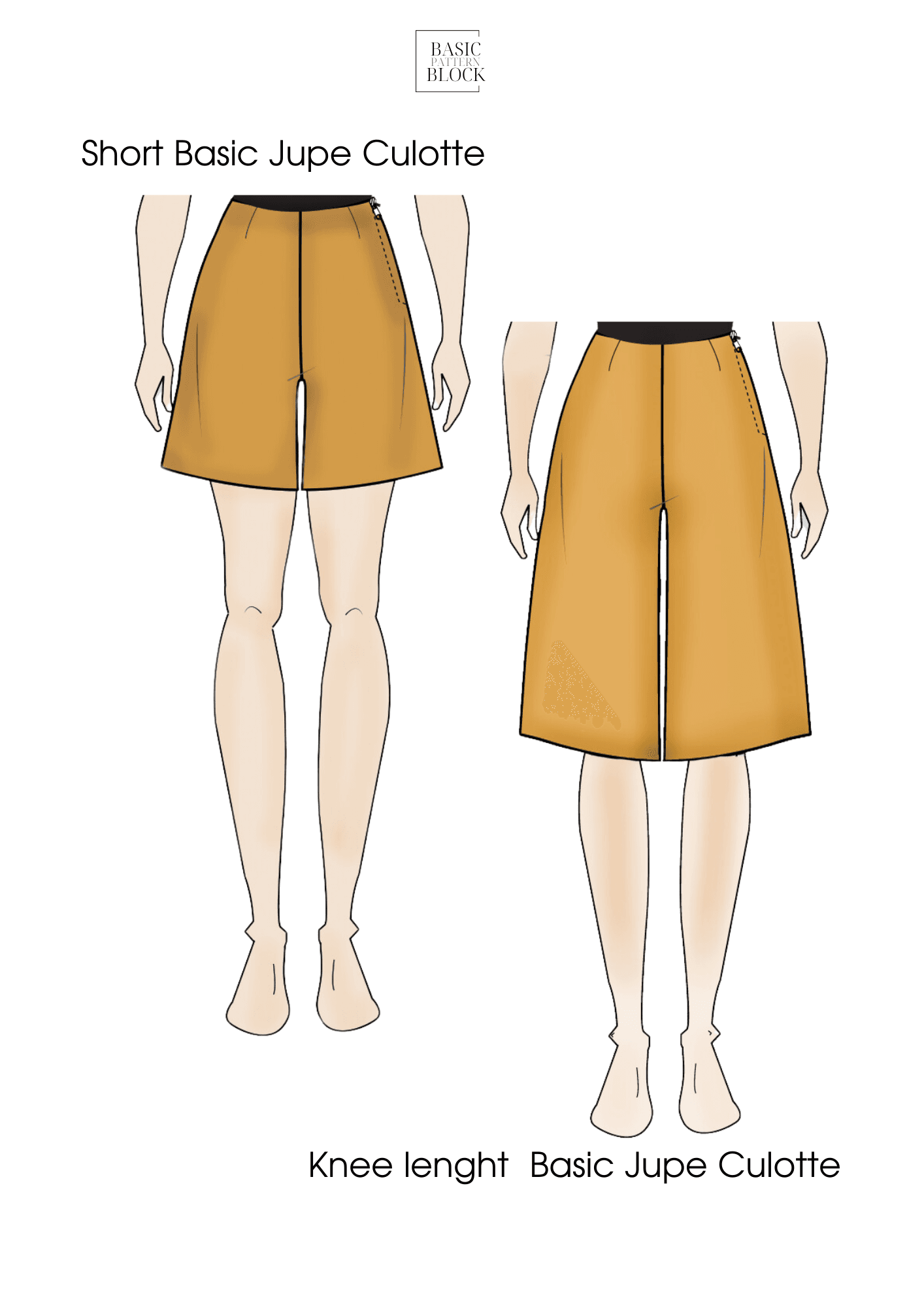 PDF Jupe Culottes Sewing Pattern Block/Sloper | High Waist Palazzo Pattern | Wide Leg Trousers Pattern | High Rise Skirted Pants Sewing - Basic Pattern Block