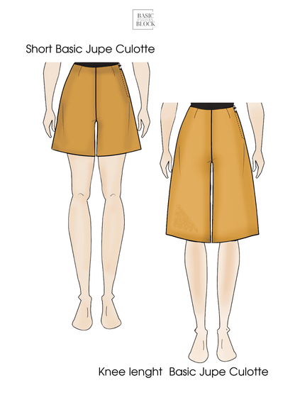 PDF Jupe Culottes Sewing Pattern Block/Sloper | High Waist Palazzo Pattern | Wide Leg Trousers Pattern | High Rise Skirted Pants Sewing - Basic Pattern Block