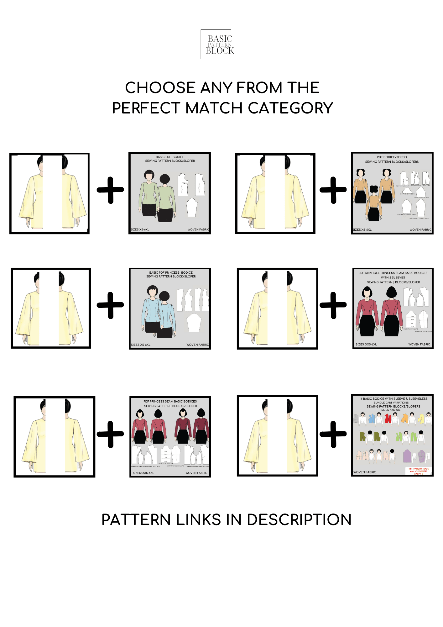 Bell Sleeve | Sewing Pattern Block | XXS-6XL - Basic Pattern Block