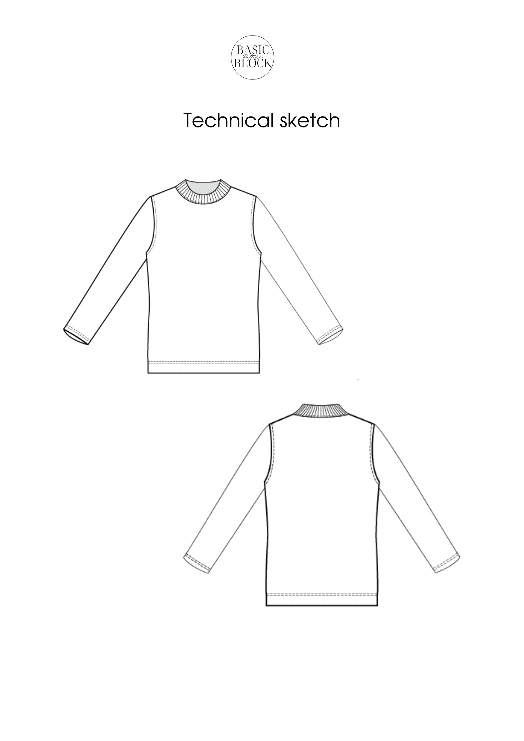 PDF Kid's Sweater Sewing Pattern Block | Easy Kid's Sewing Pattern | Children Pdf T-shirt Pattern | Boys Sewing Pattern | Sizes 6-16 - Basic Pattern Block