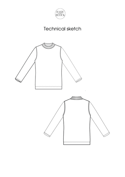 PDF Kid's Sweater Sewing Pattern Block | Easy Kid's Sewing Pattern | Children Pdf T-shirt Pattern | Boys Sewing Pattern | Sizes 6-16 - Basic Pattern Block