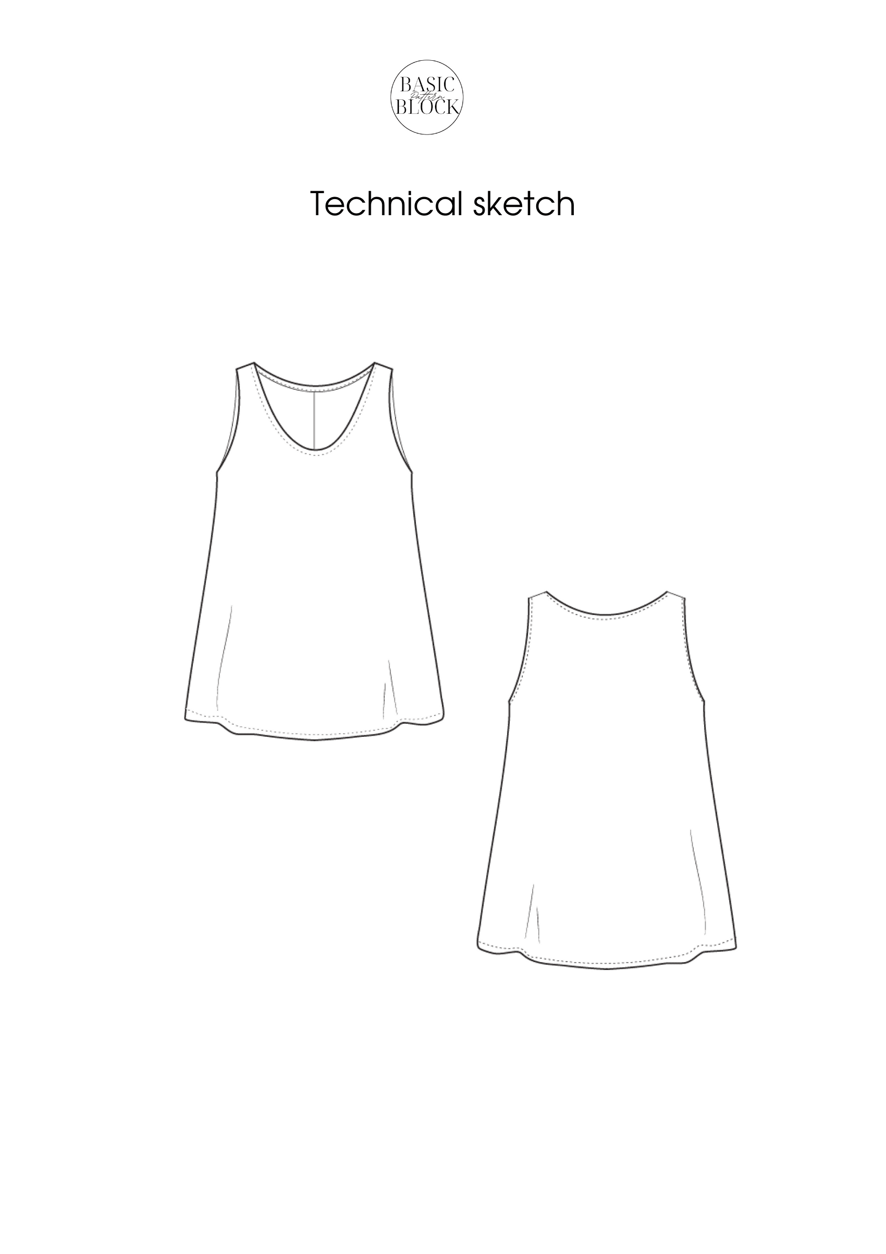 Tank Top Sleeveless | Sewing Pattern Block | Woven | XXS-6XL - Basic Pattern Block