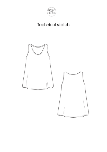 Tank Top Sleeveless | Sewing Pattern Block | Woven | XXS-6XL - Basic Pattern Block