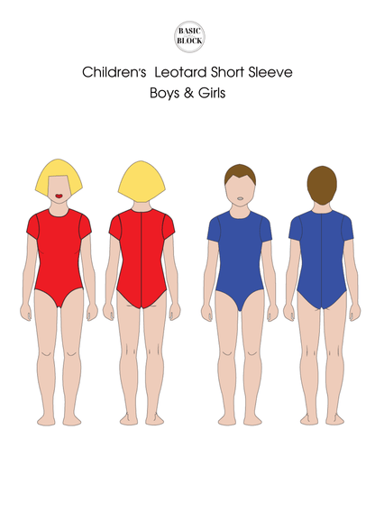 Children Bodysuit & Leotard | Long Sleeve & Short Sleeve | Sewing Pattern Blocks | Knitted |2-14 - Basic Pattern Block