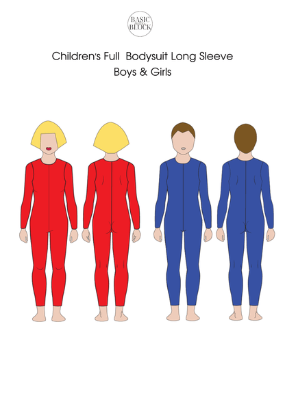 Children Bodysuit & Leotard | Long Sleeve & Short Sleeve | Sewing Pattern Blocks | Knitted |2-14 - Basic Pattern Block