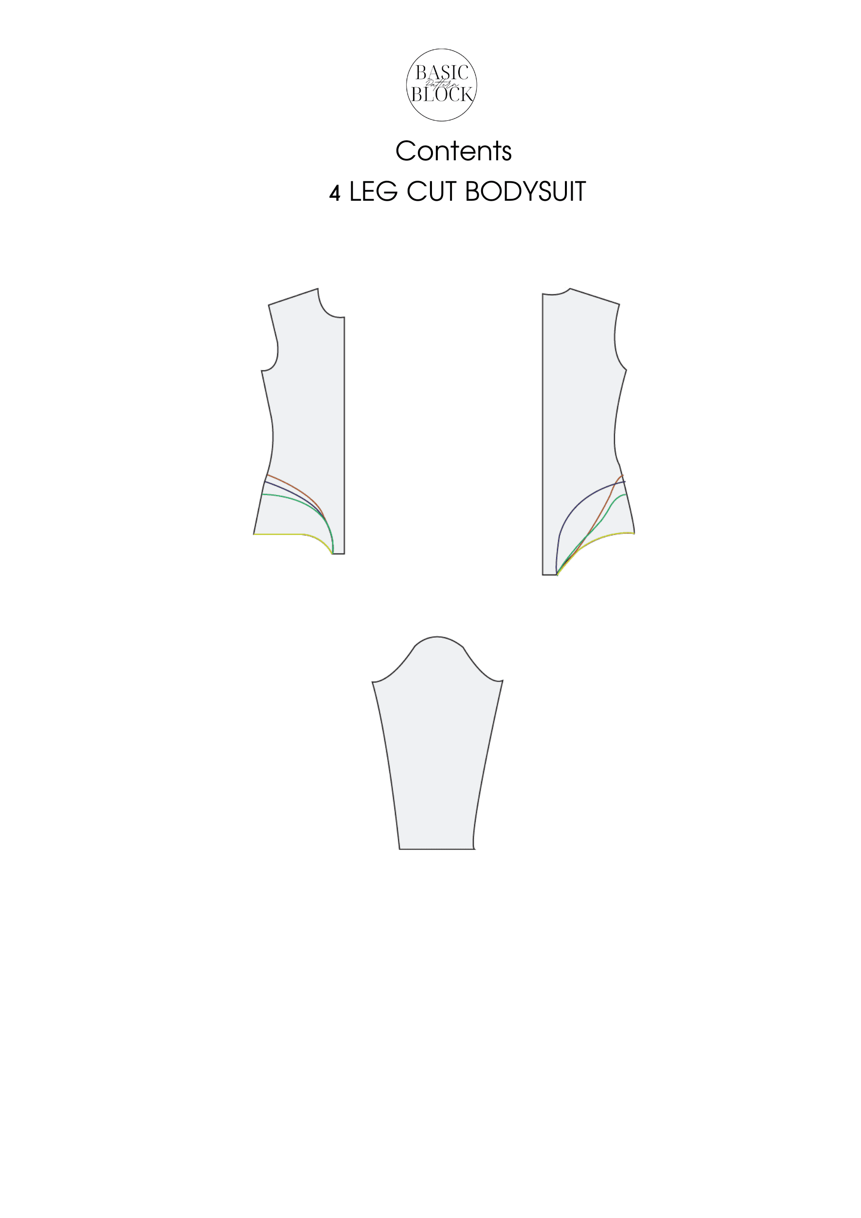 4 Leotard Hips Cut Variation | Sewing Pattern Block | Knitted | XXS-6XL - Basic Pattern Block
