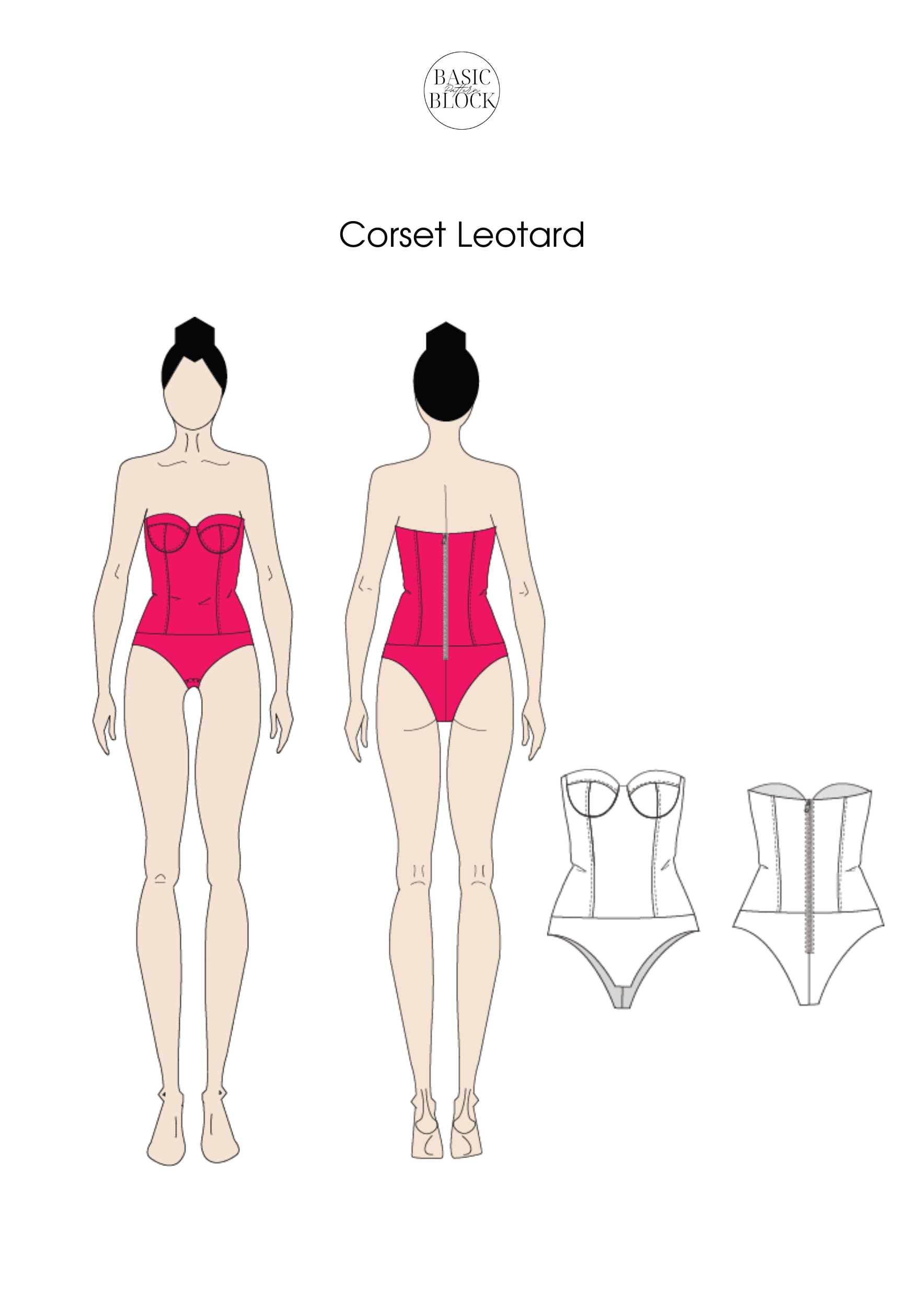 5 Corset Bodice Sewing Patterns Blocks | Woven | BUNDLE | XS-3XL - Basic Pattern Block