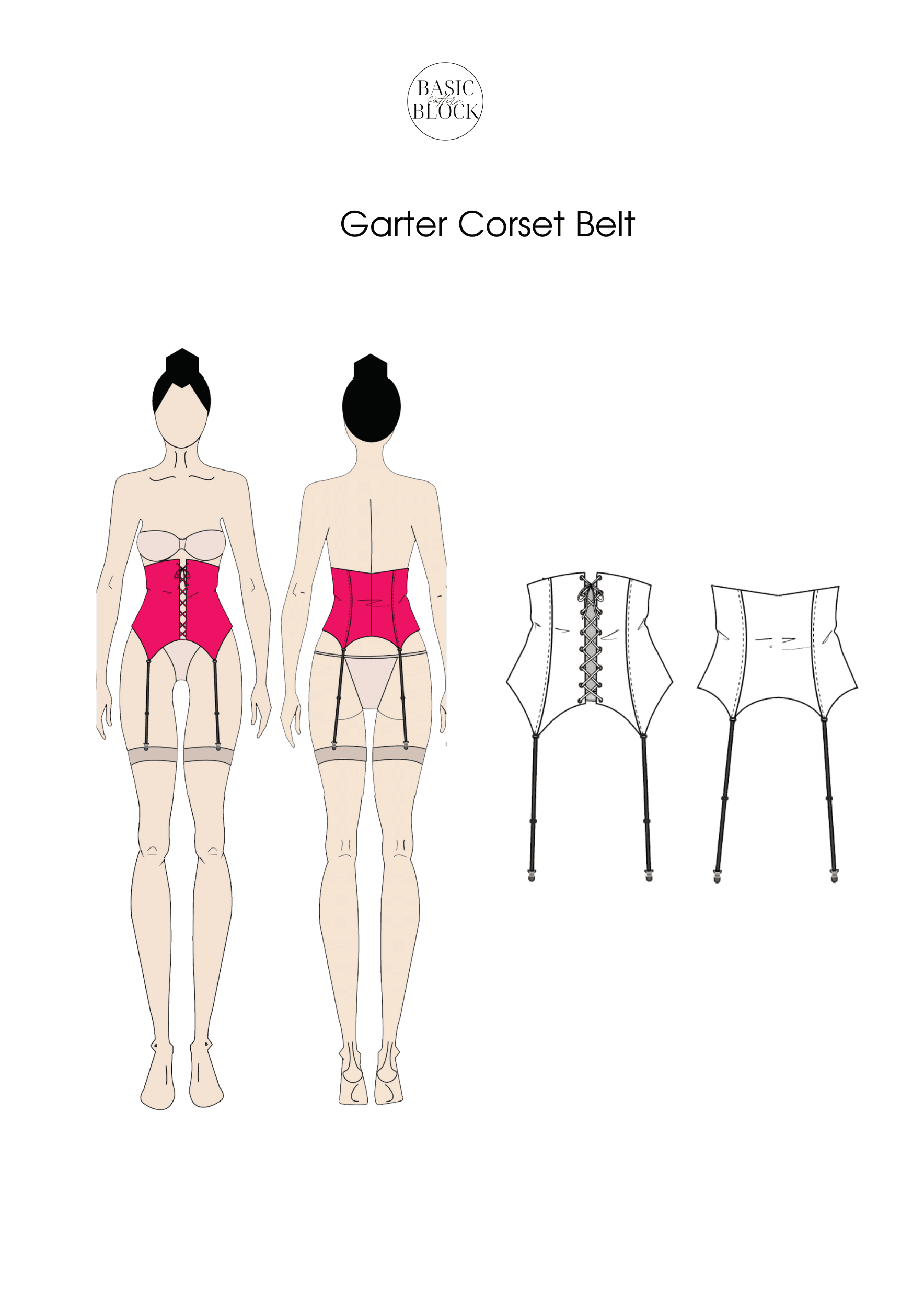 5 Corset Bodice Sewing Patterns Blocks | Woven | BUNDLE | XS-3XL - Basic Pattern Block