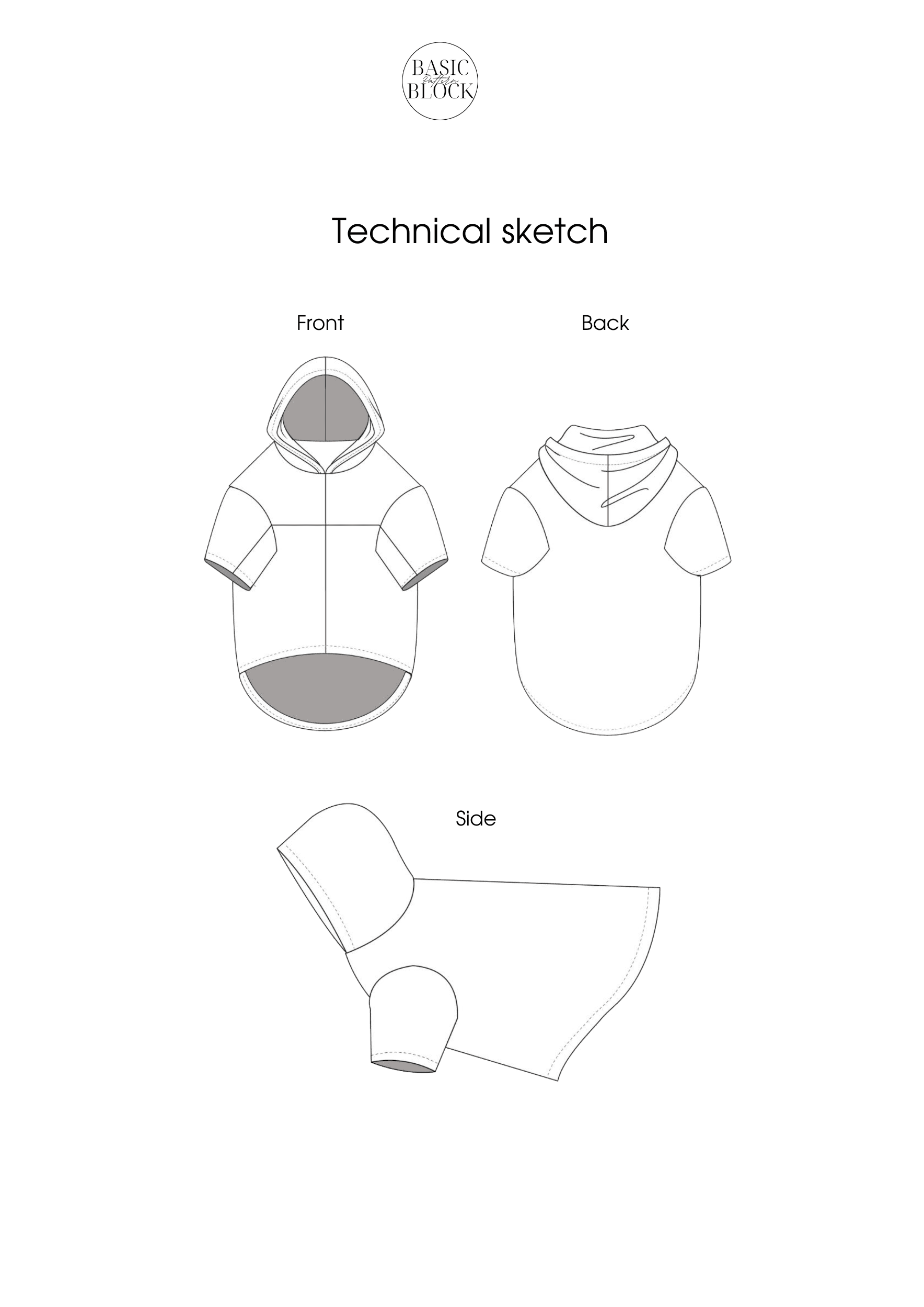 Dog Hoodie | Sewing Pattern | XS-3XL | Knitted - Basic Pattern Block
