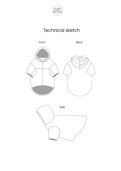 Dog Hoodie | Sewing Pattern | XS-3XL | Knitted - Basic Pattern Block