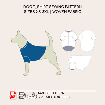 Dog Crewneck T-shirt Sewing Pattern | Knitted | XS-3XL