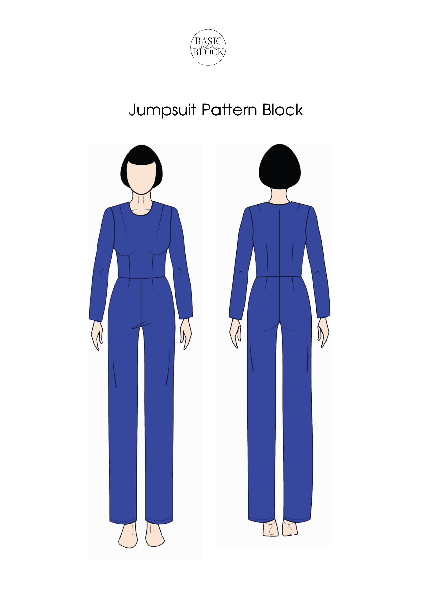 Jumpsuit Long Sleeve | Sewing Pattern Block | Woven | XXS-6XL - Basic Pattern Block