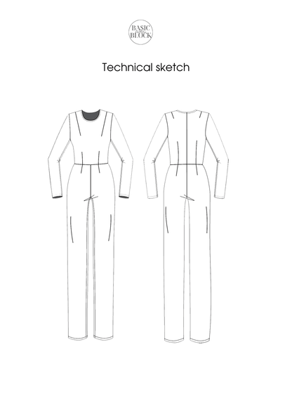 Jumpsuit Long Sleeve | Sewing Pattern Block | Woven | XXS-6XL - Basic Pattern Block