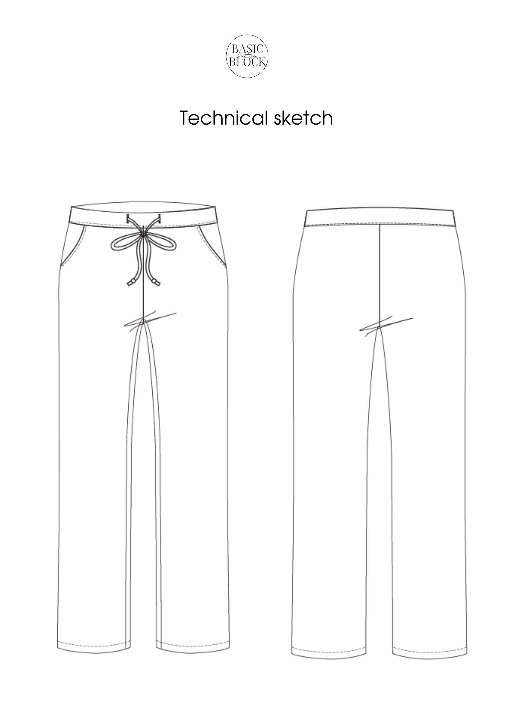 Children Jogger Pants Sewing Pattern Block | Knitted | Age 6-16 - Basic Pattern Block