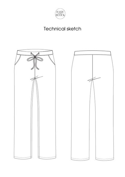 Children Jogger Pants Sewing Pattern Block | Knitted | Age 6-16 - Basic Pattern Block