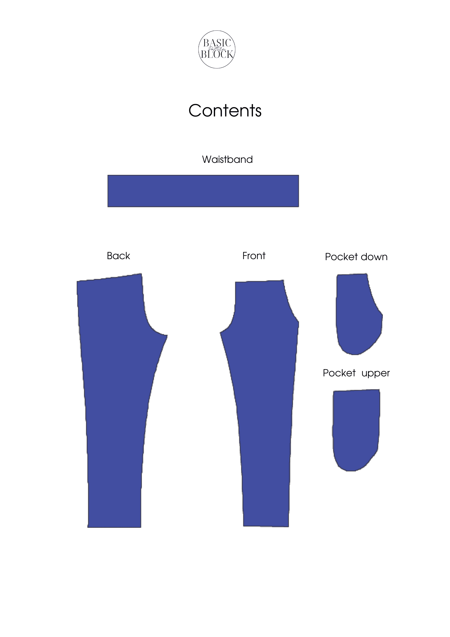 Children Jogger Pants Sewing Pattern Block | Knitted | Age 6-16 - Basic Pattern Block