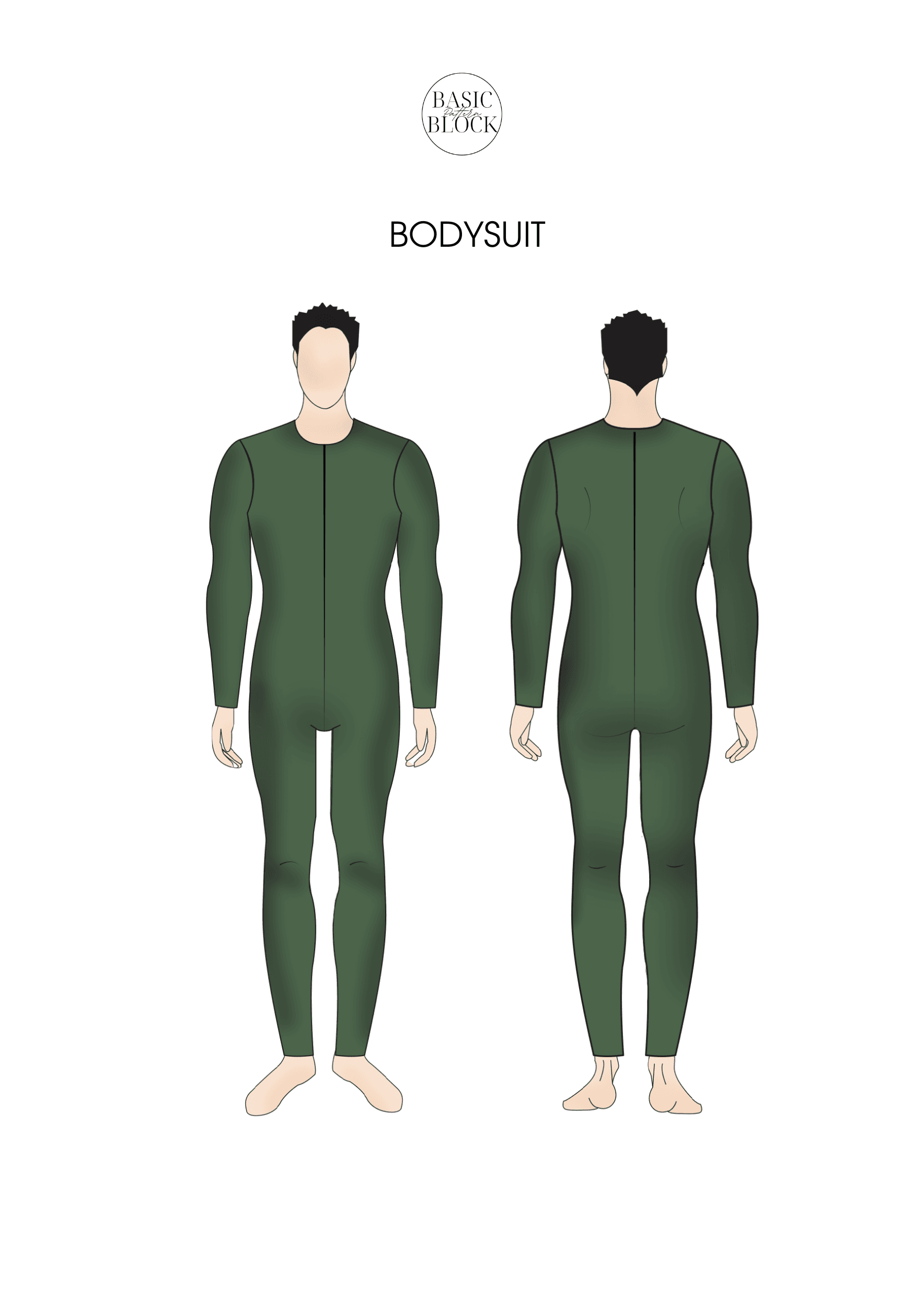 Men Bodysuit & Leotard | Sewing Pattern Block BUNDLE | Knitted | XXS-6XL - Basic Pattern Block