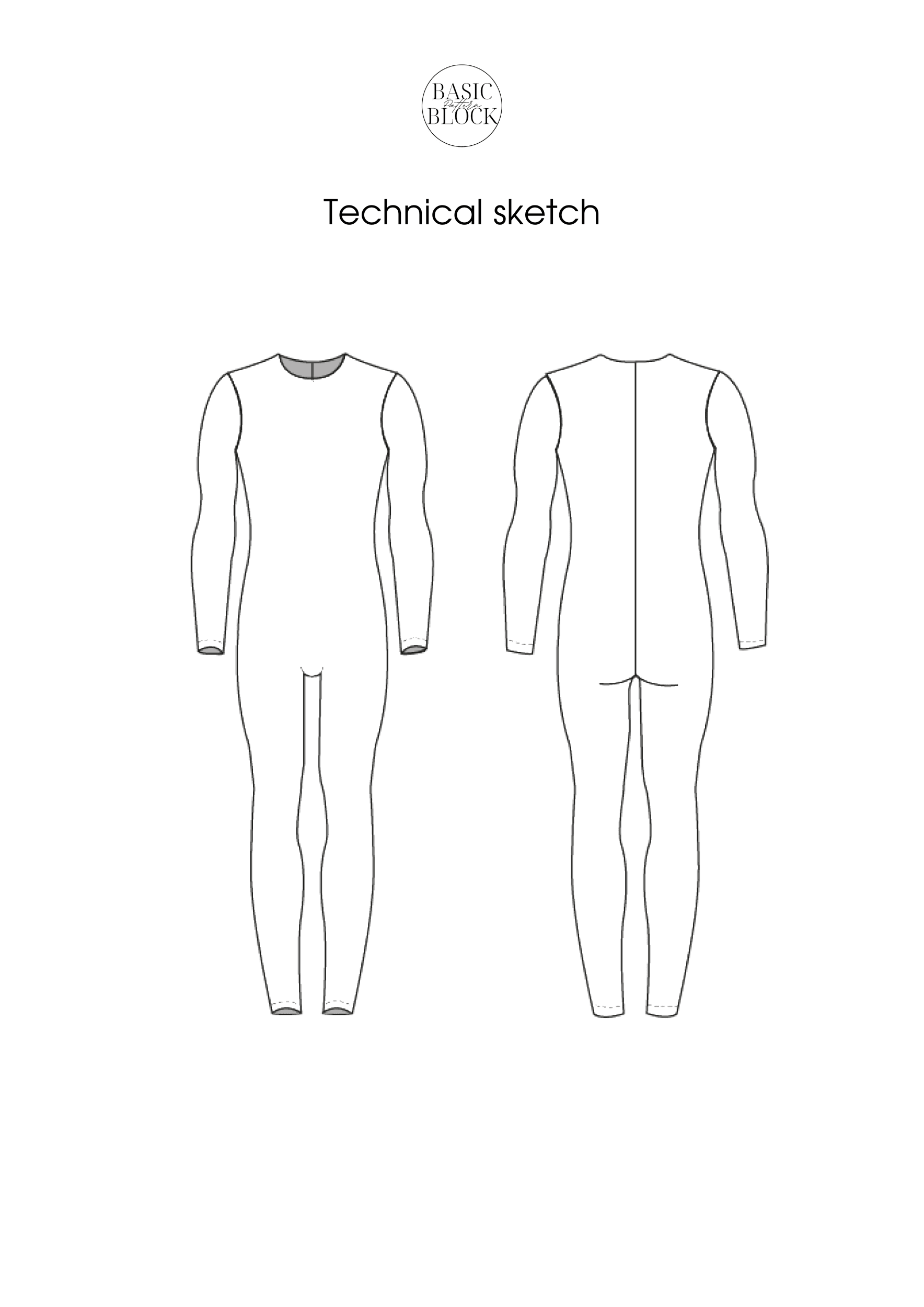 Men Catsuit Seamless Front | Sewing Pattern Block | Knitted | XXS-6XL - Basic Pattern Block