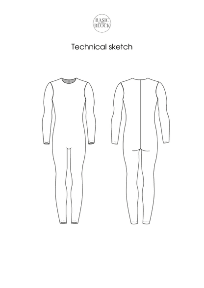 Men Catsuit Seamless Front | Sewing Pattern Block | Knitted | XXS-6XL - Basic Pattern Block