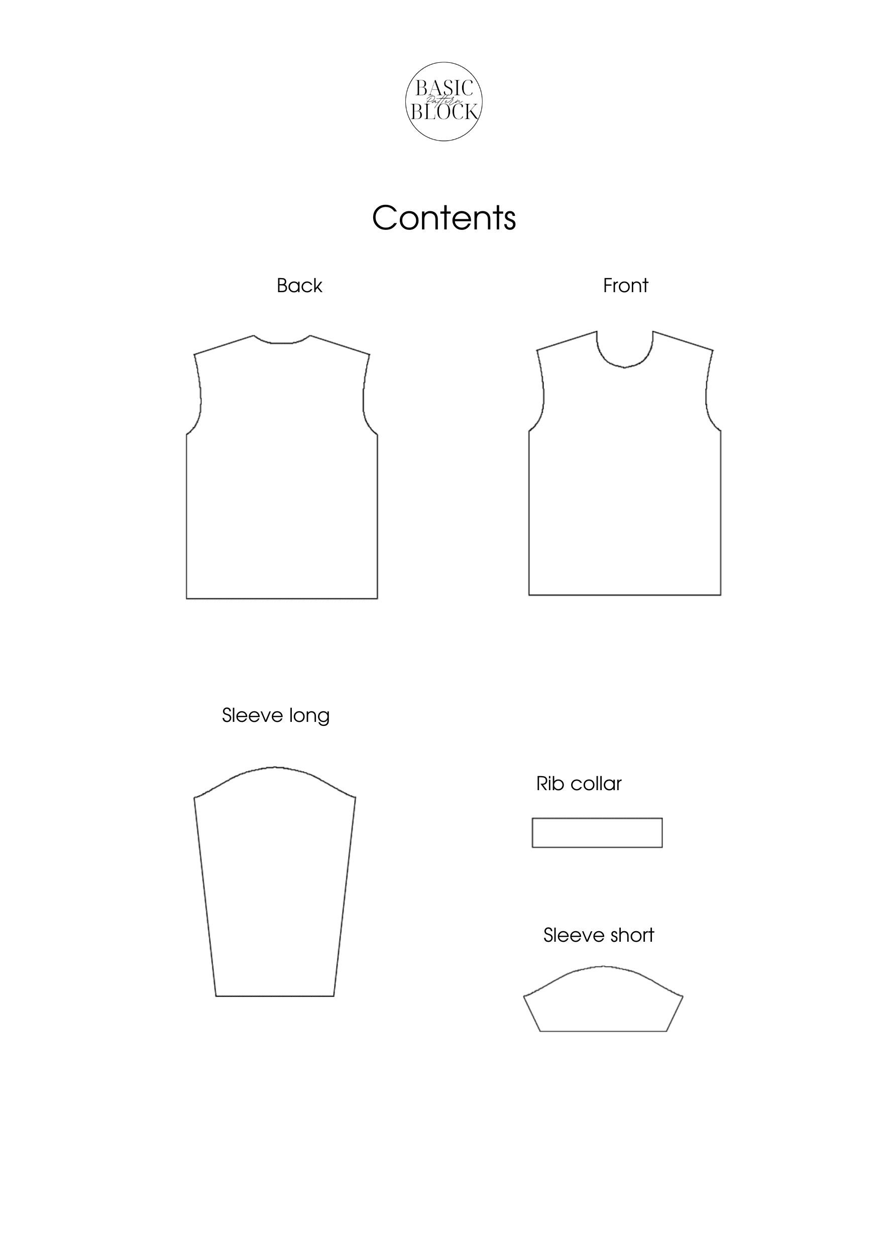 Men Bodice | Long Sleeve & Short Sleeve | Sewing Pattern Block | Knitted | XS-6XL - Basic Pattern Block
