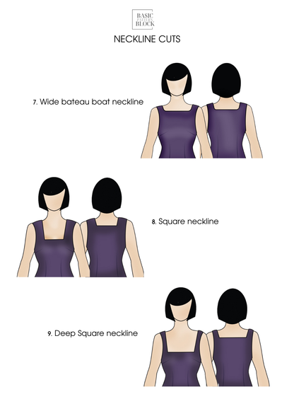12 Neckline Cut Bundle Sewing Pattern Block | Woven | XXS-6XL
