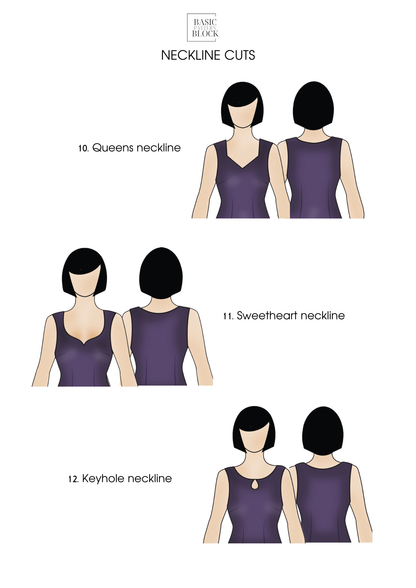 12 Neckline Cut Bundle Sewing Pattern Block | Woven | XXS-6XL
