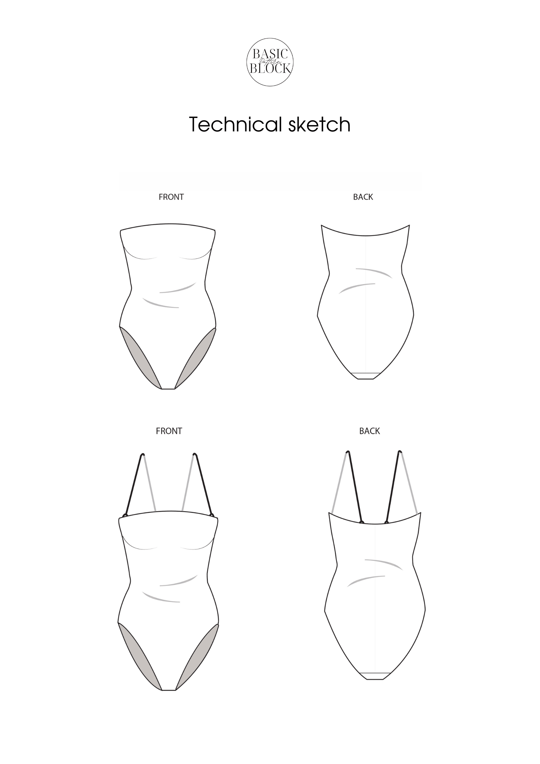 One Piece Swimwear | Sewing Pattern Block | Knitted | XXS-6XL - Basic Pattern Block
