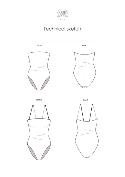 One Piece Swimwear | Sewing Pattern Block | Knitted | XXS-6XL - Basic Pattern Block