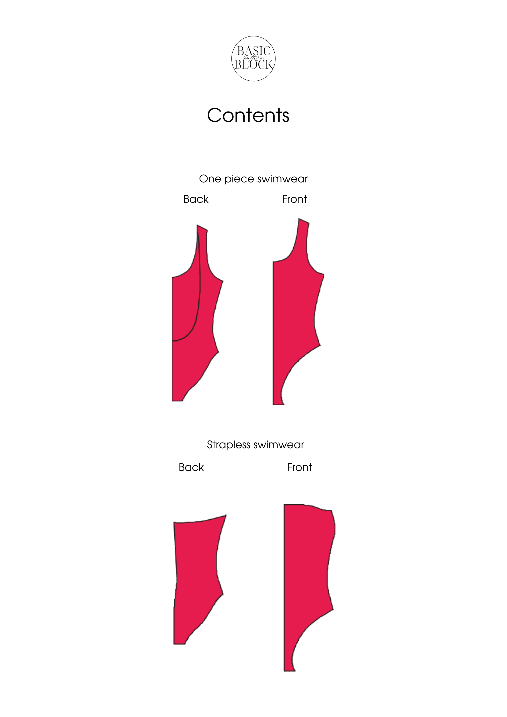 One Piece Swimwear | Sewing Pattern Block | Knitted | XXS-6XL - Basic Pattern Block