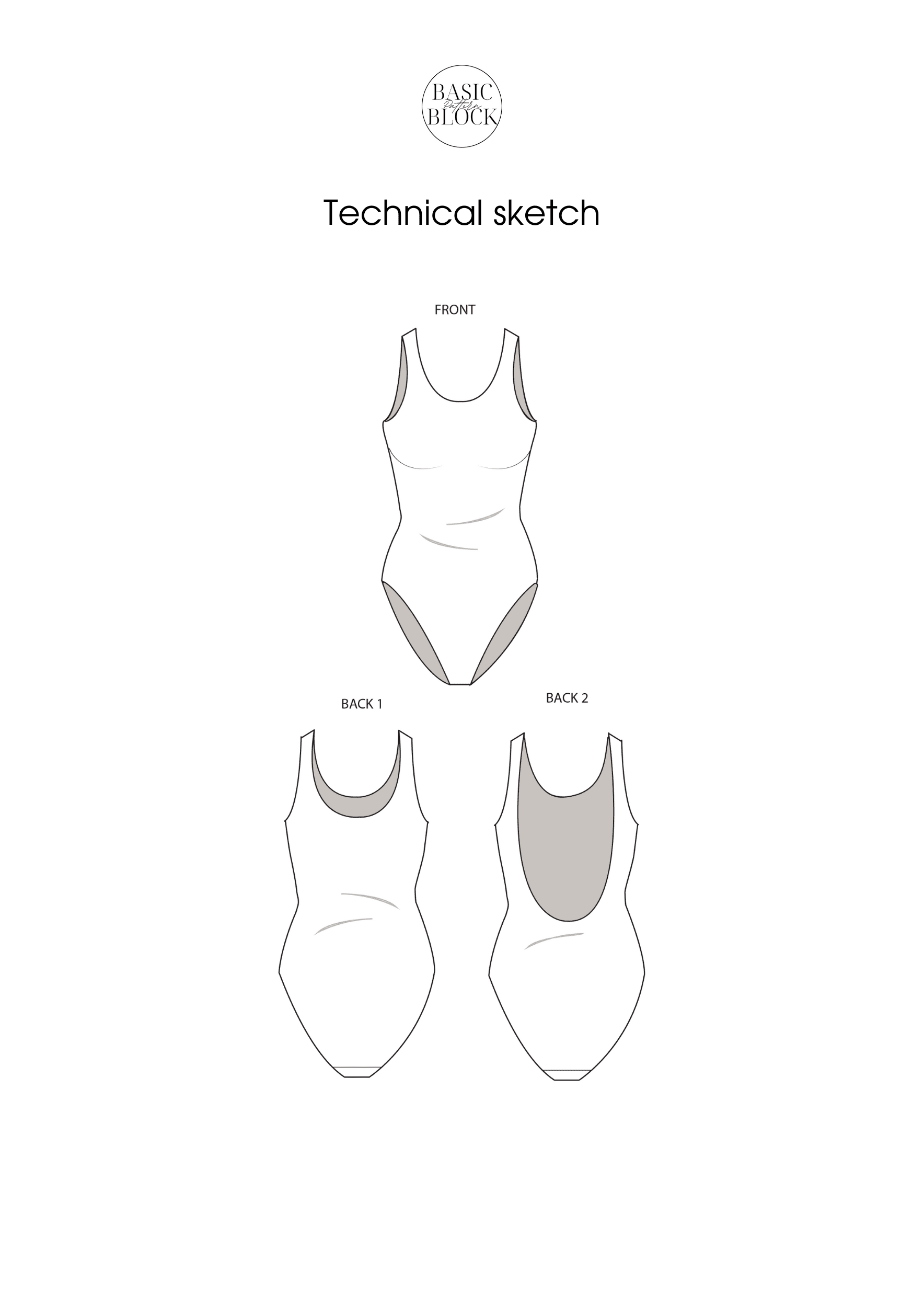 One Piece Swimwear | Sewing Pattern Block | Knitted | XXS-6XL - Basic Pattern Block