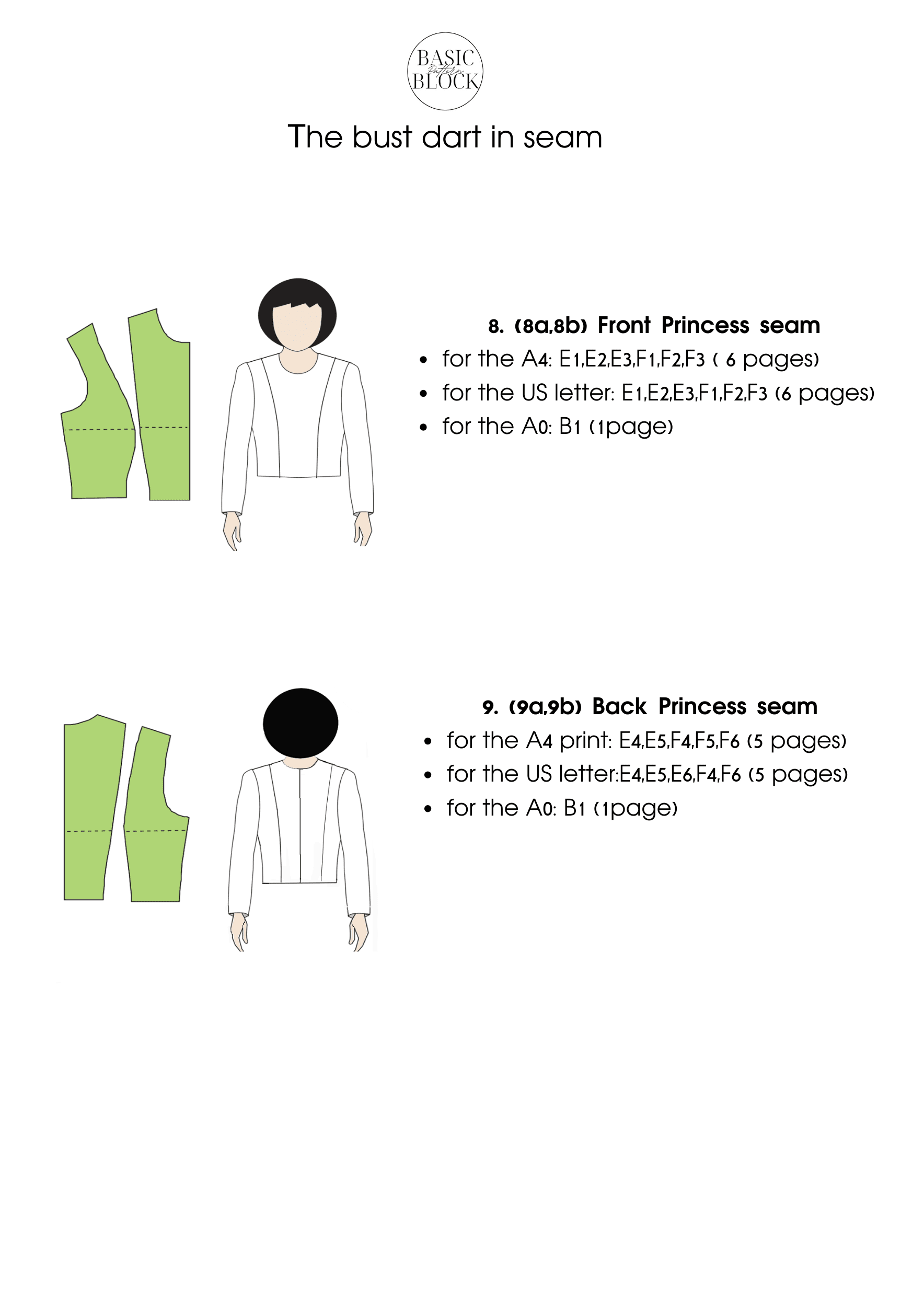 14 Basic Bodice Torso Block | Sewing Pattern Block BUNDLE | XS - 6XL - Basic Pattern Block