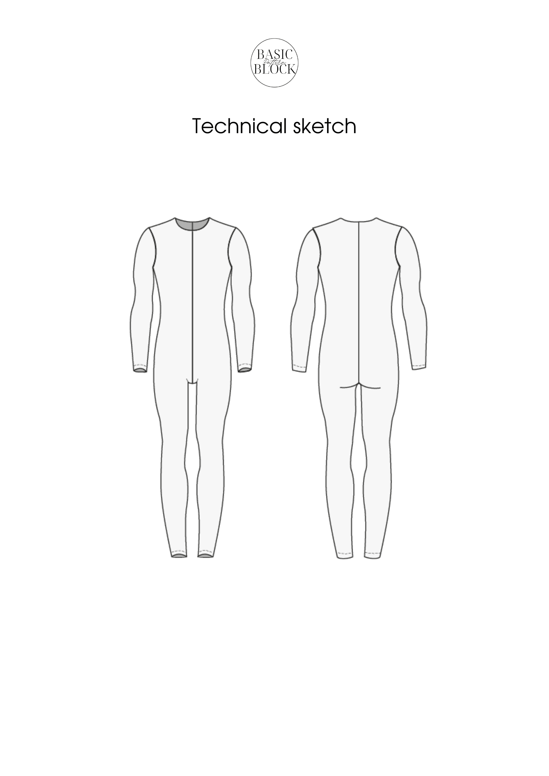 Men Catsuit Pattern | Sewing Pattern Block | Knitted | XXS-6XL - Basic Pattern Block