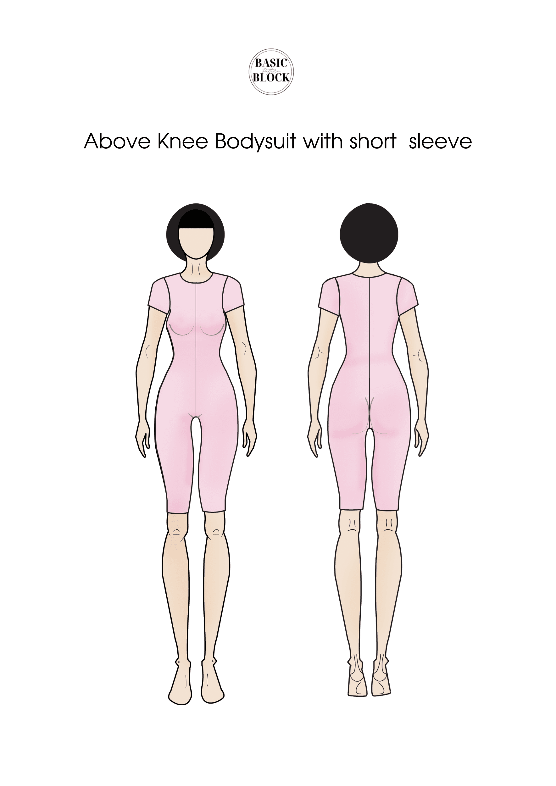 Catsuit Sewing Pattern Block | Knitted| XXS-6XL - Basic Pattern Block