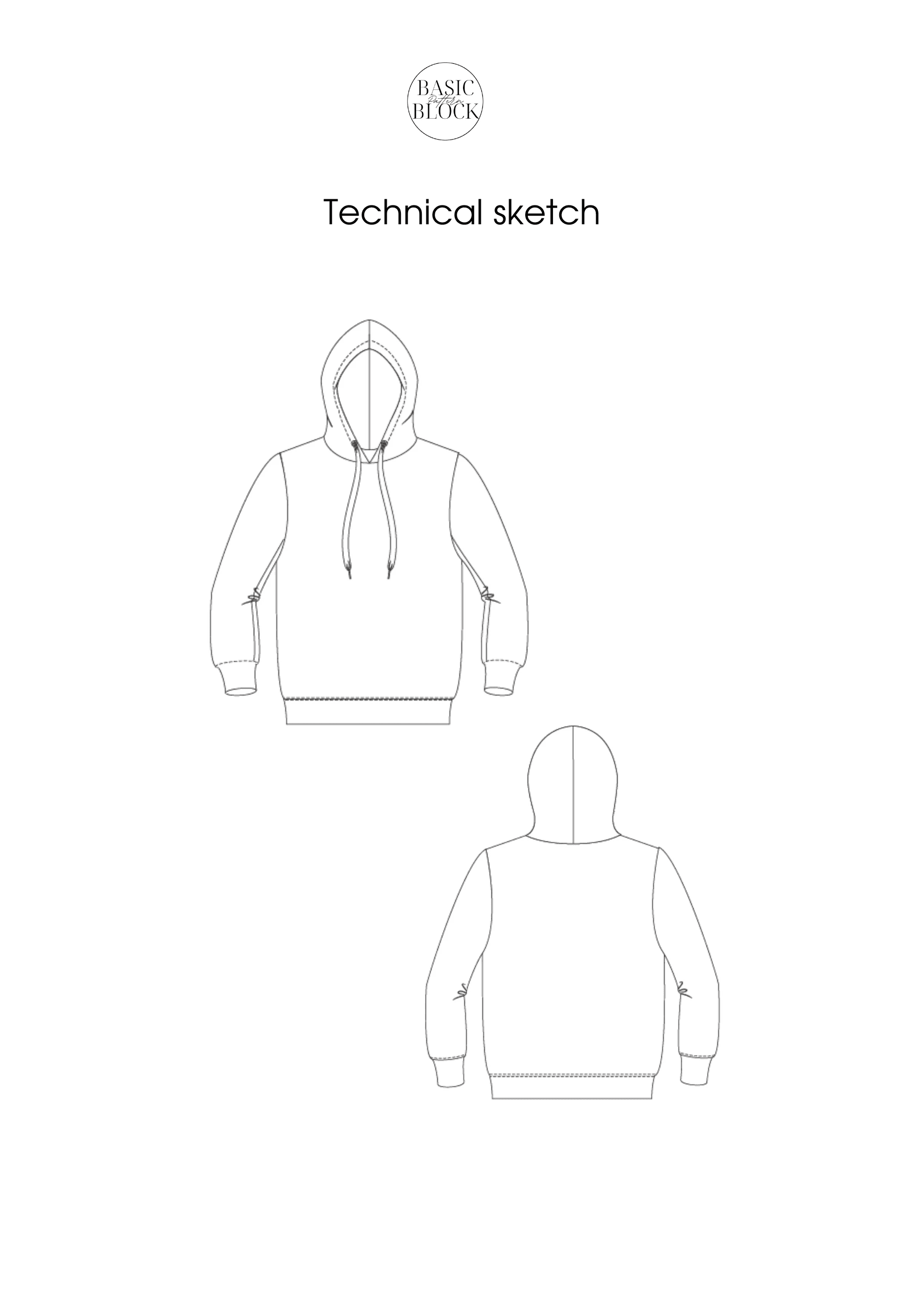 Kid's Hoodie | Sewing Pattern Block | Knitted | 6-16 - Basic Pattern Block