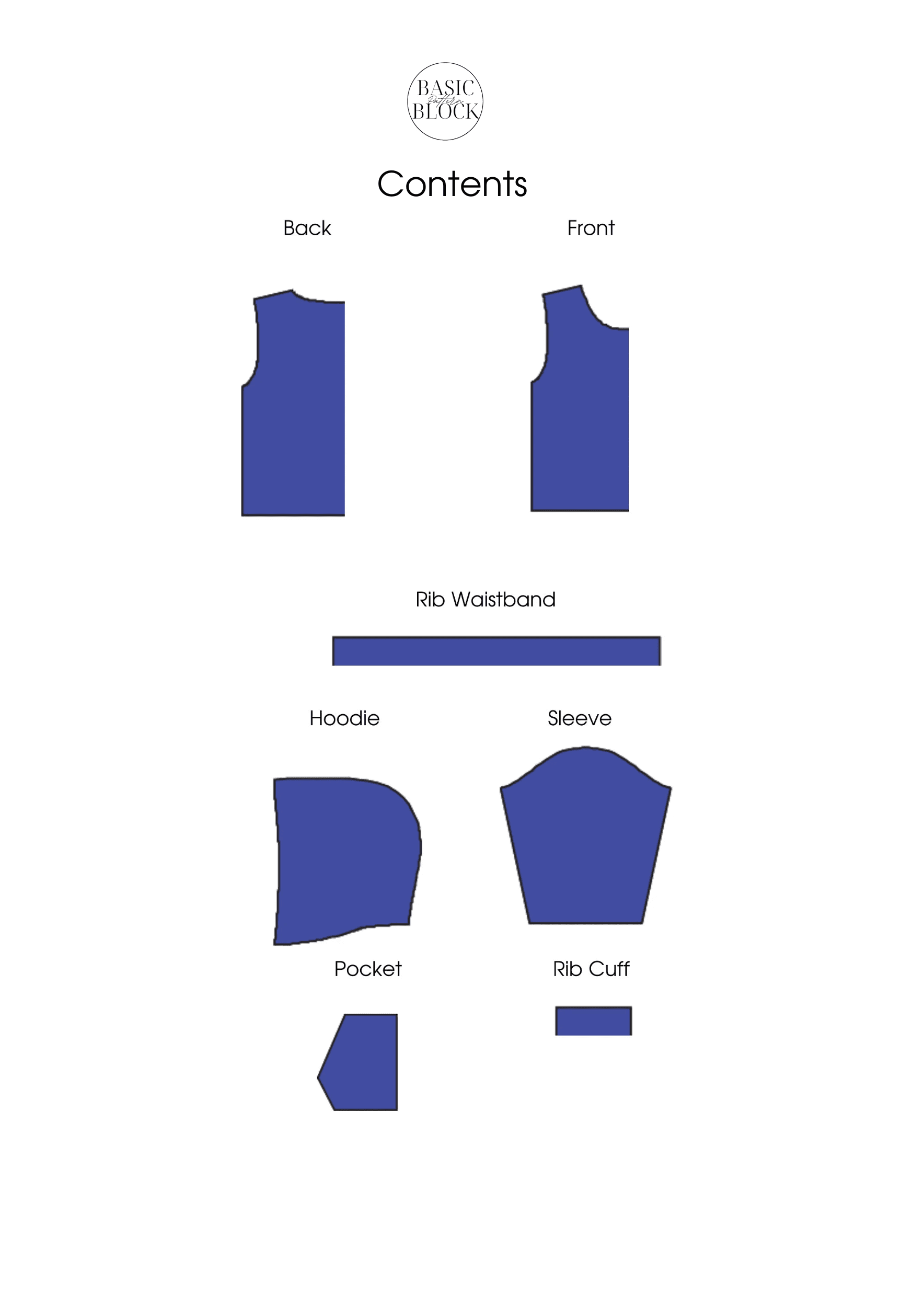 Kid's Hoodie | Sewing Pattern Block | Knitted | 6-16 - Basic Pattern Block