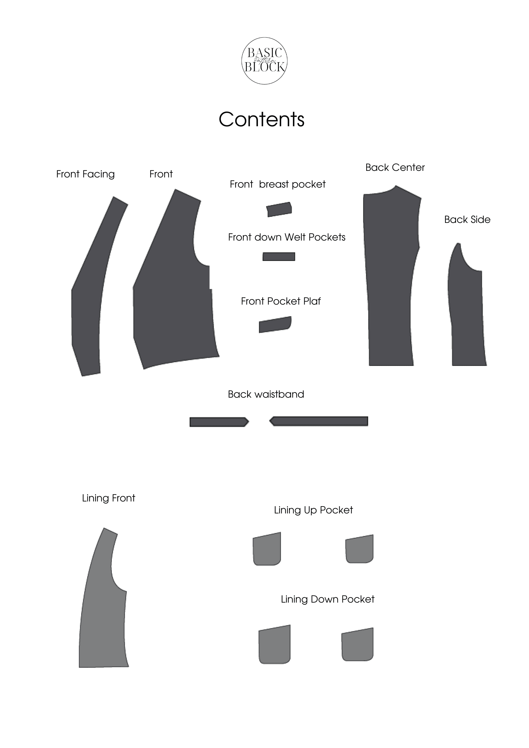 Men Waistcoat | Front button closure | Sewing Pattern Block | Woven | XXS- 6XL - Basic Pattern Block