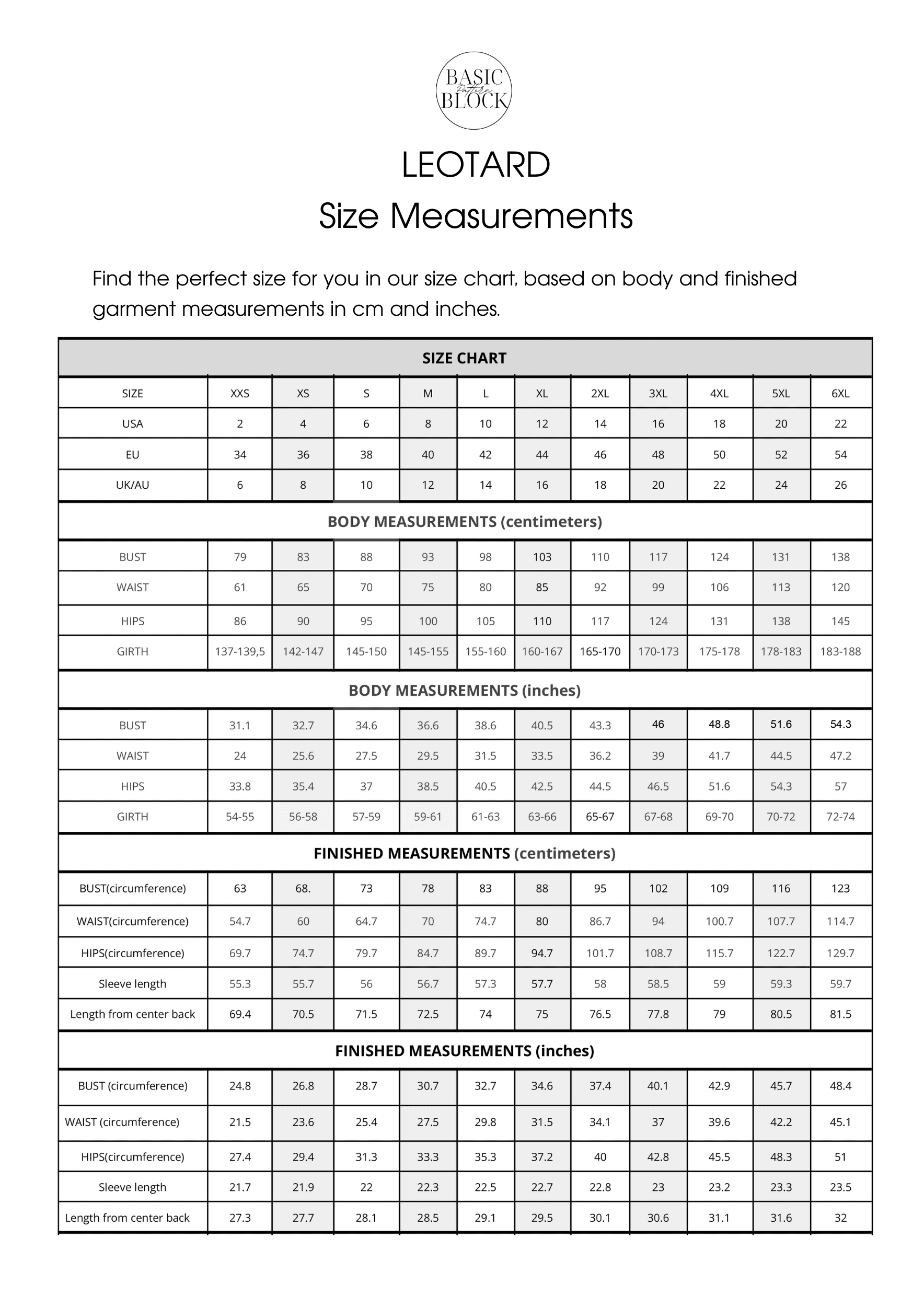 4 Leotard Hips Cut Variation | Sewing Pattern Block | Knitted | XXS-6XL - Basic Pattern Block