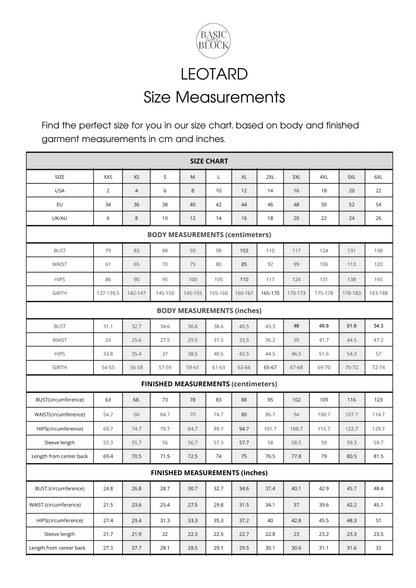 4 Leotard Hips Cut Variation | Sewing Pattern Block | Knitted | XXS-6XL - Basic Pattern Block