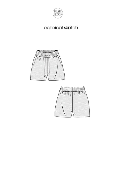 Workout Sweat Shorts | Sewing Pattern Block | Knitted | XXS-3XL - Basic Pattern Block