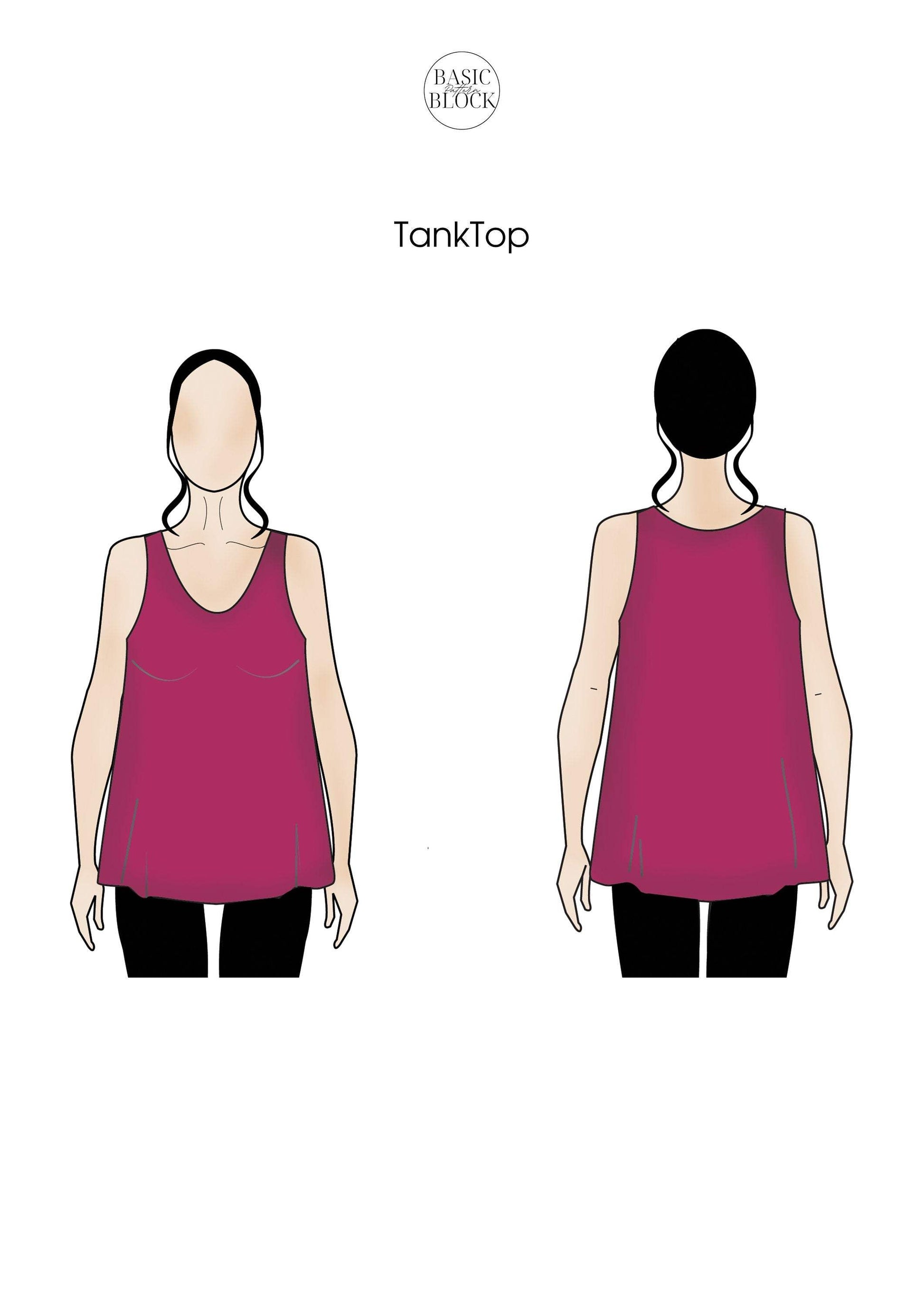 Tank Top Sleeveless | Sewing Pattern Block | Woven | XXS-6XL - Basic Pattern Block