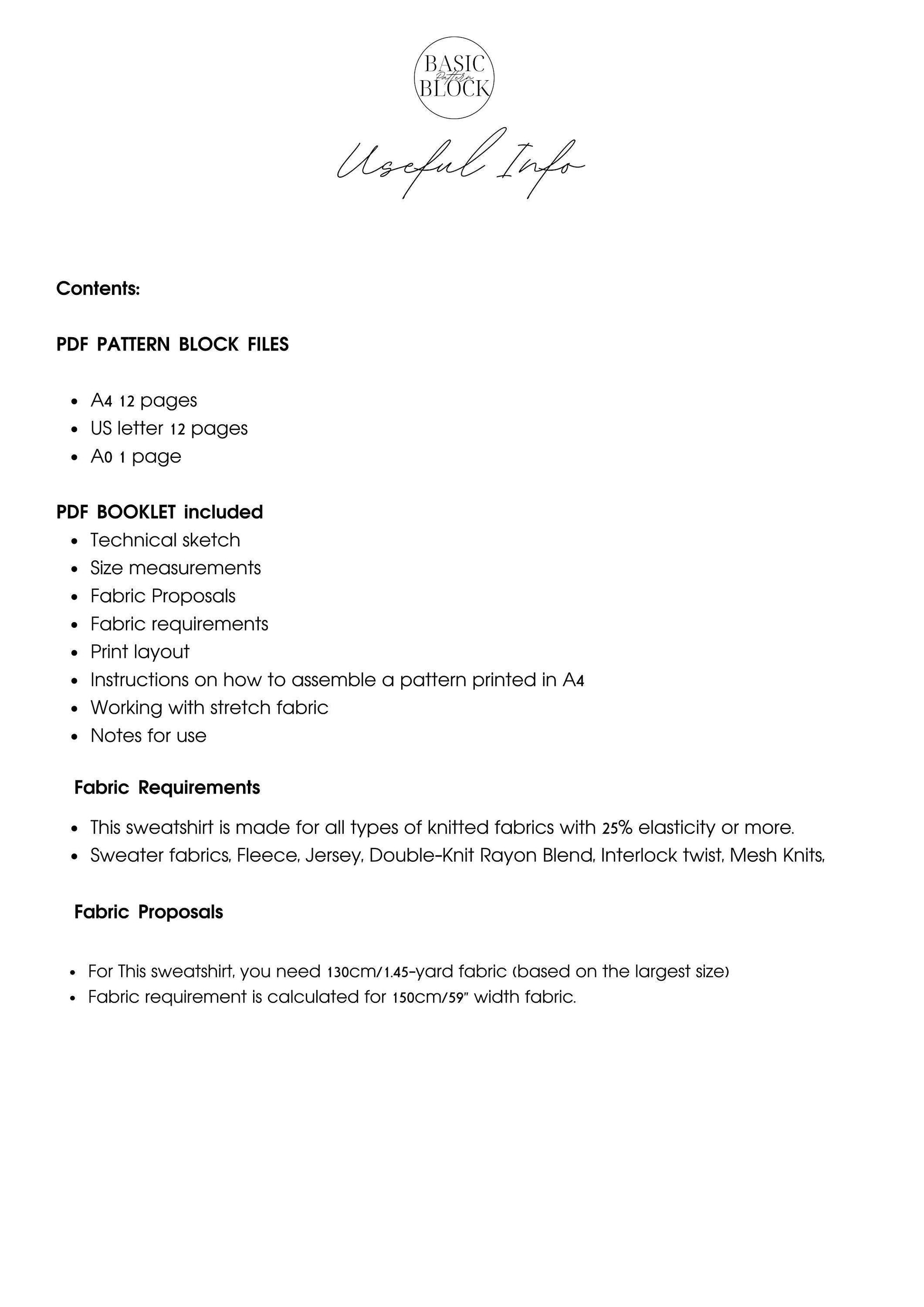 PDF Kid's Sweater Sewing Pattern Block | Easy Kid's Sewing Pattern | Children Pdf T-shirt Pattern | Boys Sewing Pattern | Sizes 6-16 - Basic Pattern Block