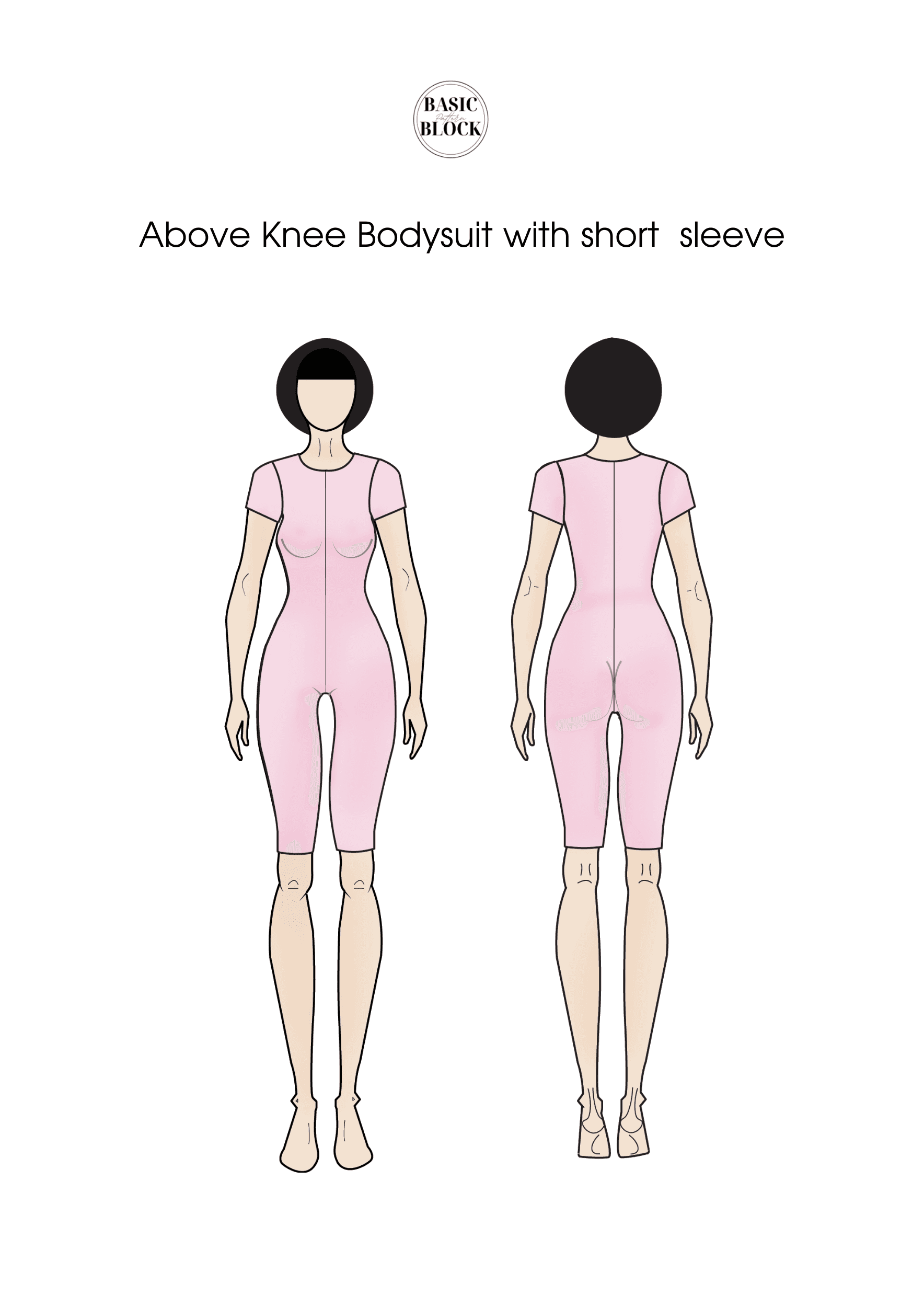 Catsuit Sewing Pattern Block | Knitted| XXS-6XL - Basic Pattern Block