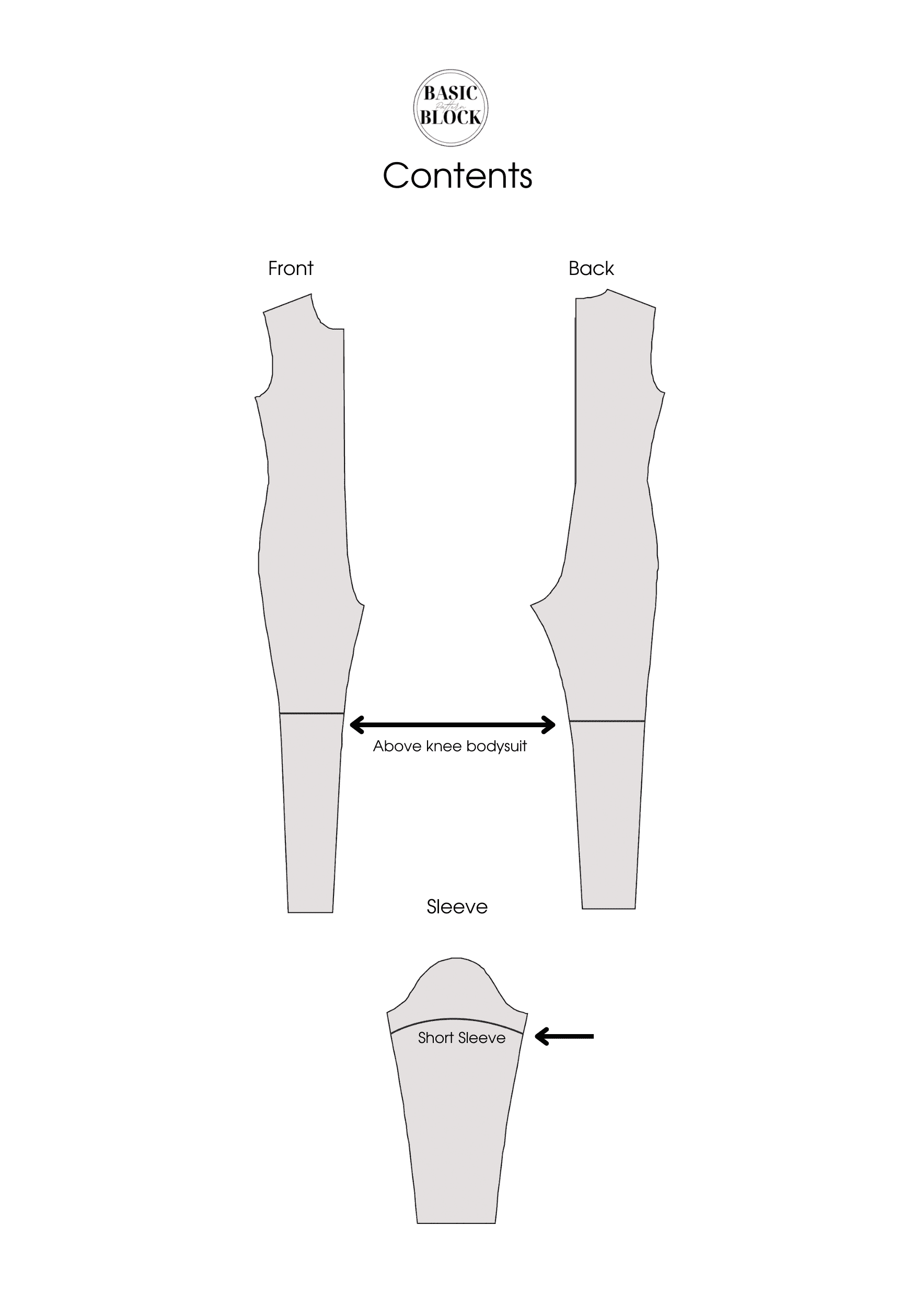 Catsuit Sewing Pattern Block | Knitted| XXS-6XL - Basic Pattern Block
