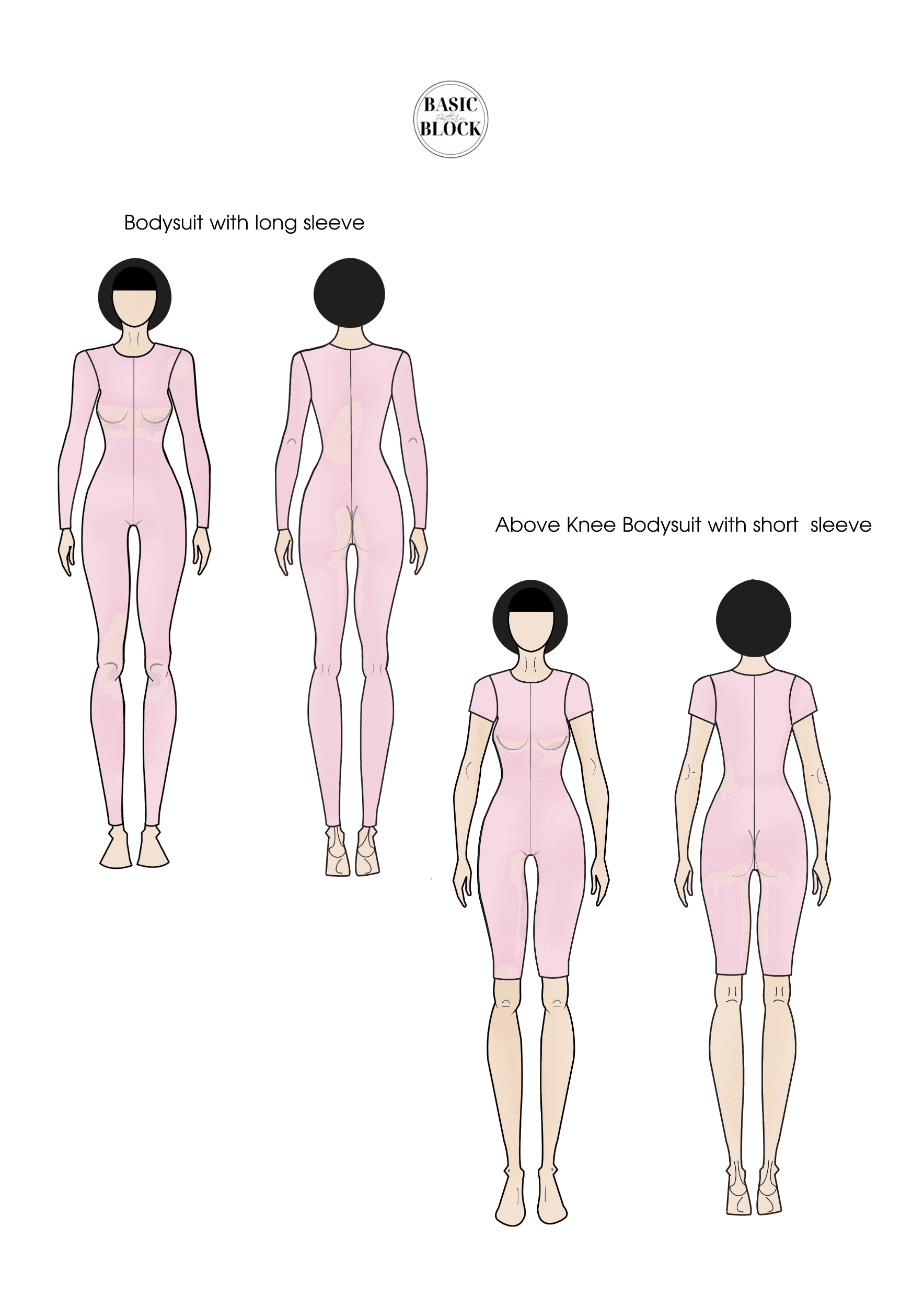 Catsuit Sewing Pattern Block | Knitted| XXS-6XL - Basic Pattern Block