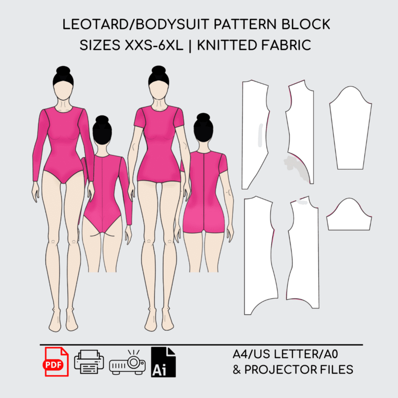 Bodysuit Sewing Pattern |  Long & Short Sleeve Variations