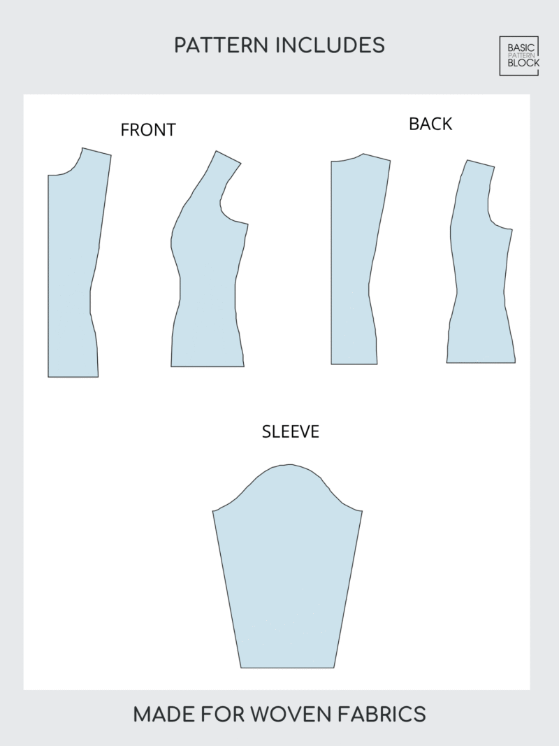 Princess Seam Torso & Sleeve Sewing Pattern Block | XS-6XL - Image 2