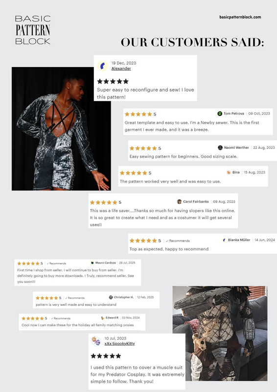 Men’s Catsuit Pattern Block – Printable + Projector PDF - Image 10